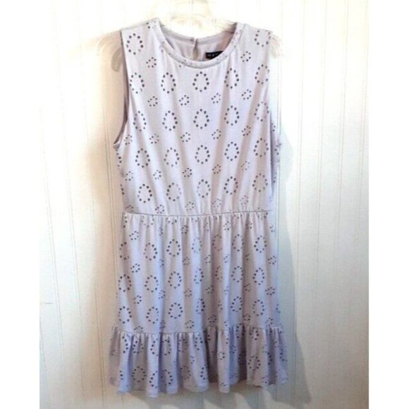 As U Wish Dress Womens XL Lavender Eyelet Babydoll Style Mini‎ Ruffle Hem - Picture 1 of 12